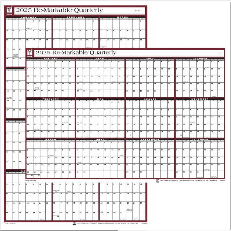 2025 Quarterly 24x36 erasable