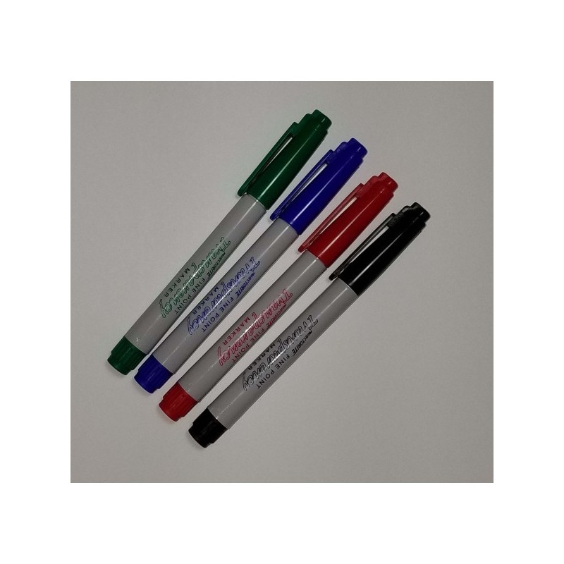 4 Color Marker Set Fine Print Damp Erase